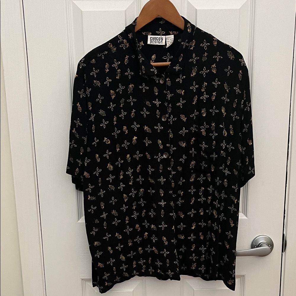 Chico's Black Patterned Button Down Shirt Chico’s… - image 1
